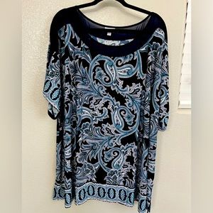 Light Blue/Navy Blue Blouse by Avenue size 26/28